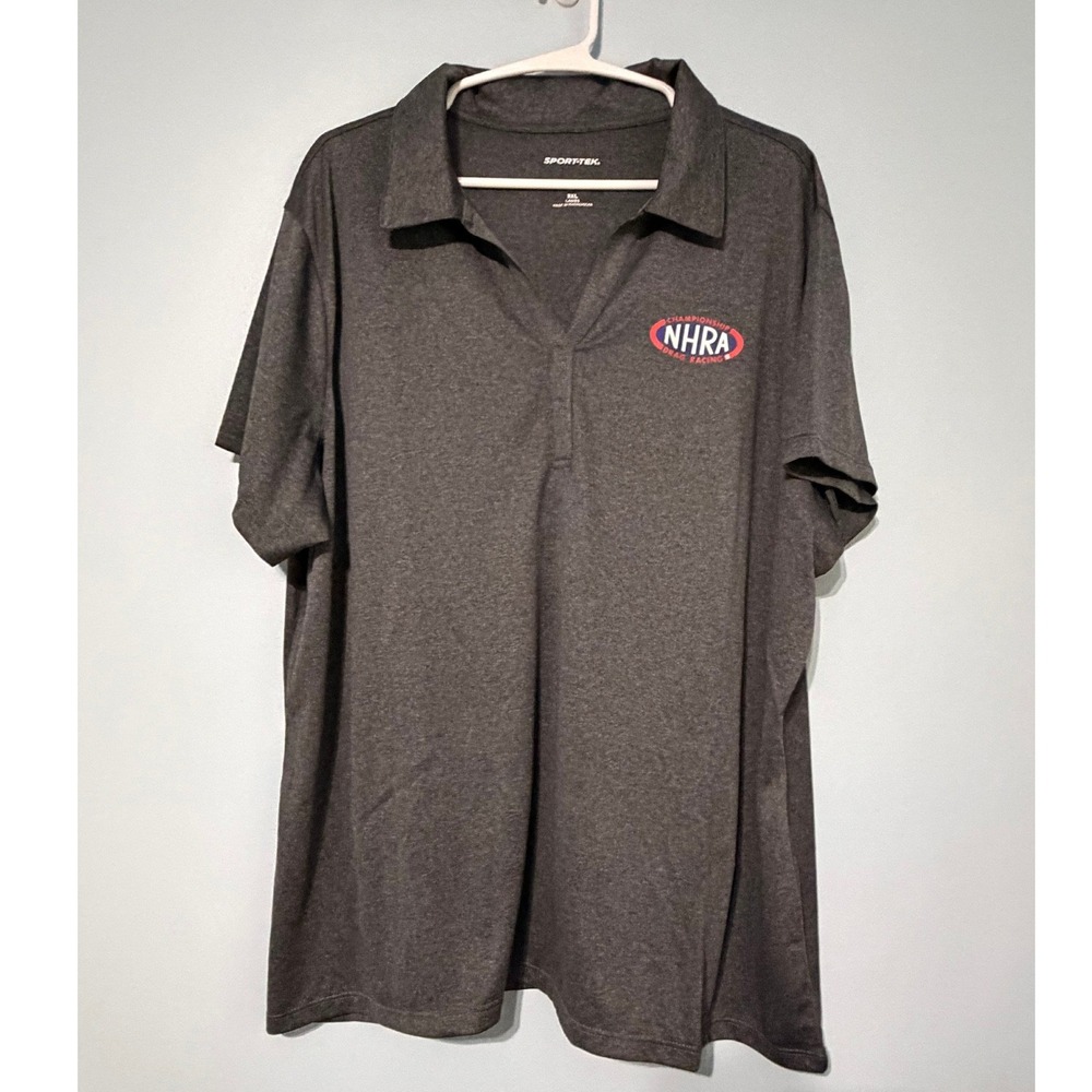 NHRA Women's 3XL Championship Drag Racing Polo Shirt Gray Heather V-Neck
